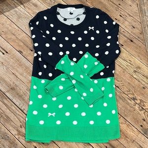 Size S Crown & Ivy navy and green polka dot sweater